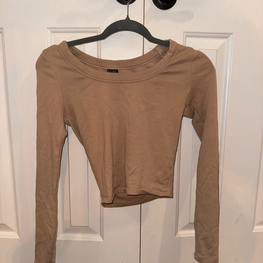 PacSun Tan Long Sleeve Crop Top